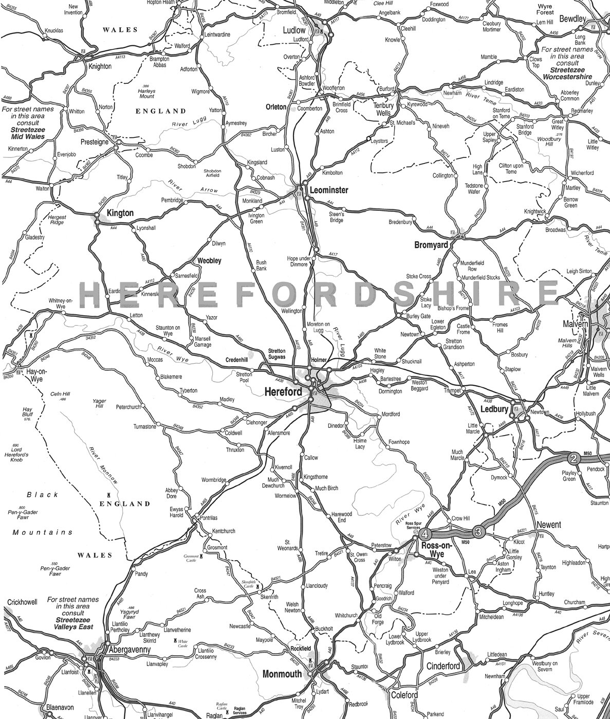 Map of Herefordshire black and white timber frame houses